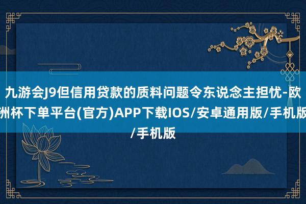 九游会J9但信用贷款的质料问题令东说念主担忧-欧洲杯下单平台(官方)APP下载IOS/安卓通用版/手机版